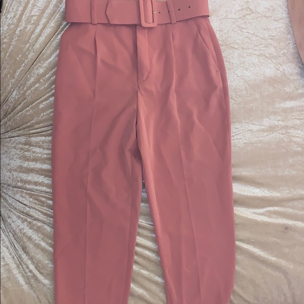 Powder Pink Zara Belted Pants